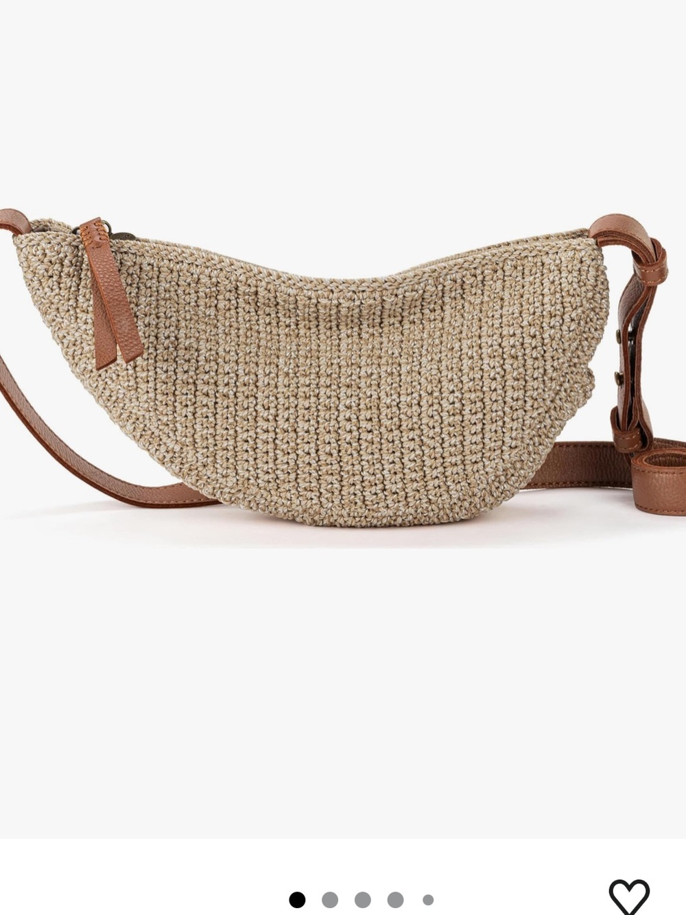 The Sak Natural Woven Crossbody with Brown Leather Strap